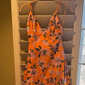 NWT Free People Finer Things Printed Midi Dress Orange XS